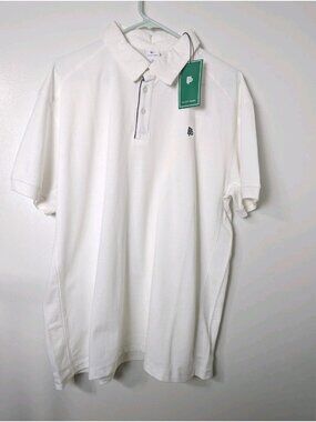 Flint Park Tipped Match White Polo Size XL Navy Accents Organic Cotton Blend NEW